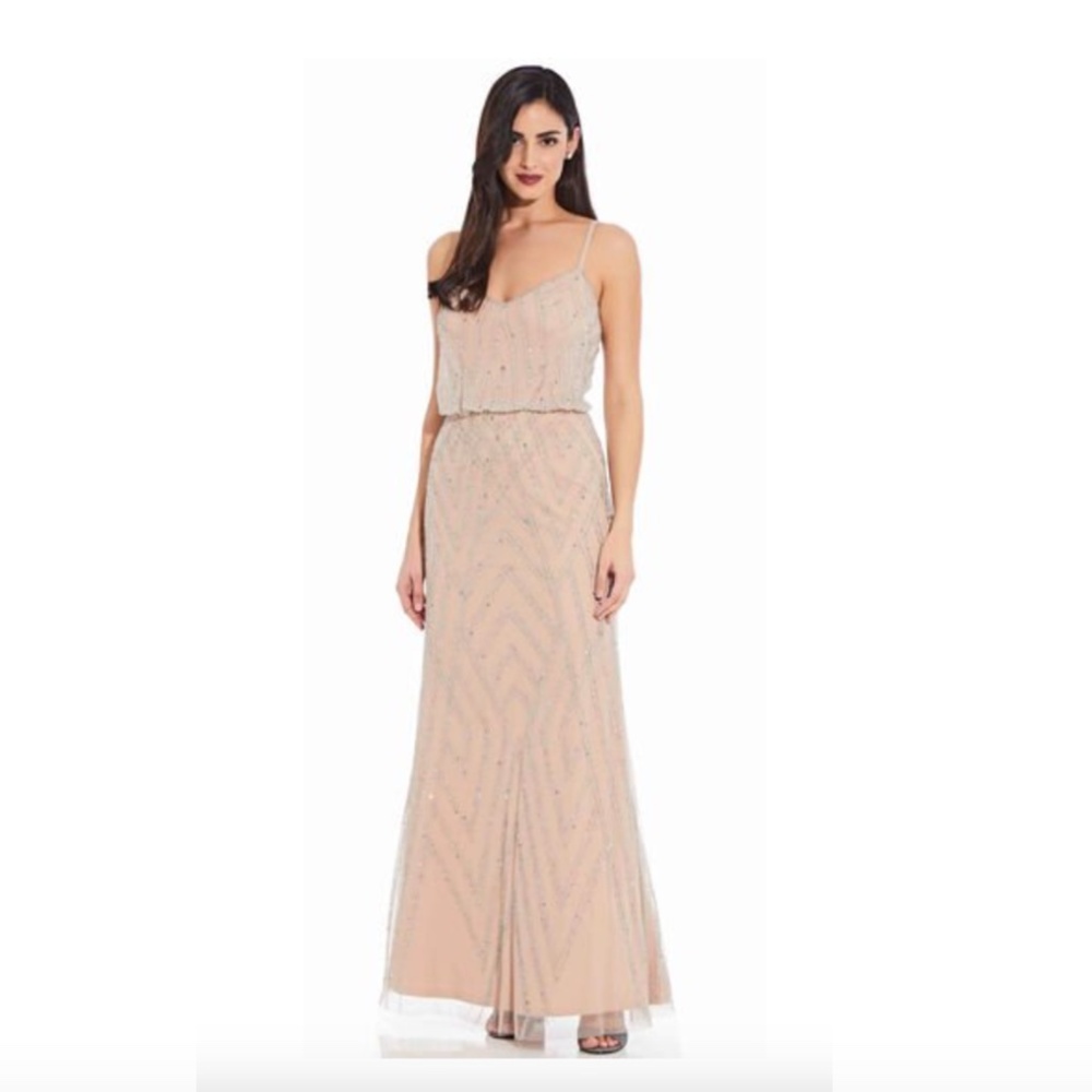 Adrianna Papell Diamond Beaded Blouson Dress